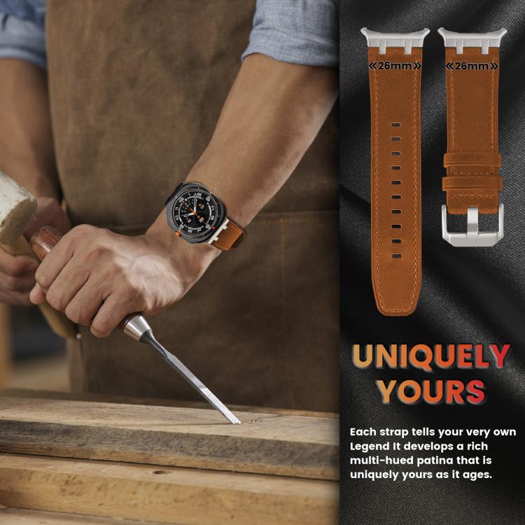 For Samsung Galaxy Watch Ultra 47mm / Ultra 2025 Crazy Horse Leather Watch Band