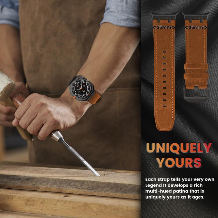 For Samsung Galaxy Watch Ultra 47mm / Ultra 2025 Crazy Horse Leather Watch Band