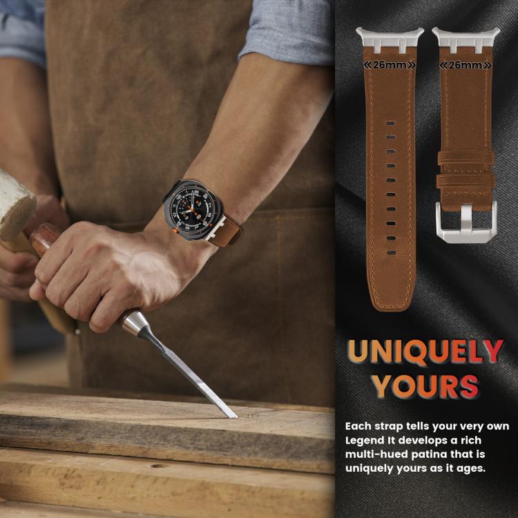 For Samsung Galaxy Watch Ultra 47mm / Ultra 2025 Crazy Horse Leather Watch Band