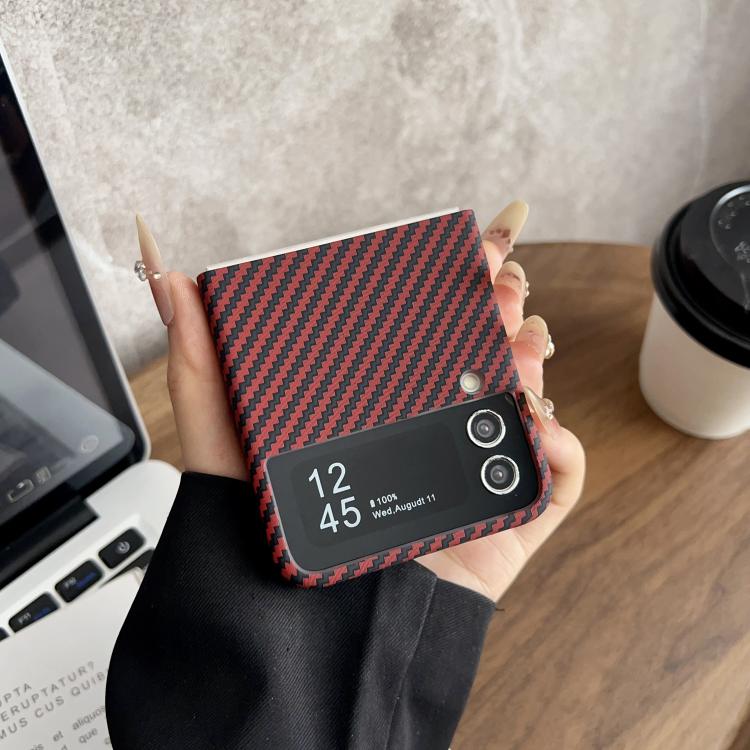For Samsung Galaxy Z Flip4 Carbon Fiber PC MagSafe Phone Case