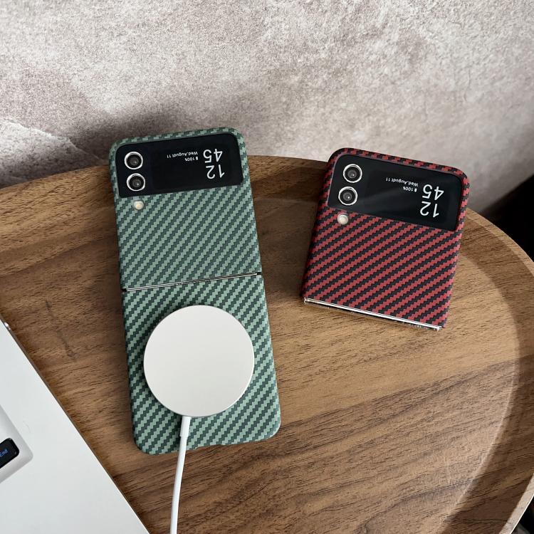 For Samsung Galaxy Z Flip4 Carbon Fiber PC MagSafe Phone Case