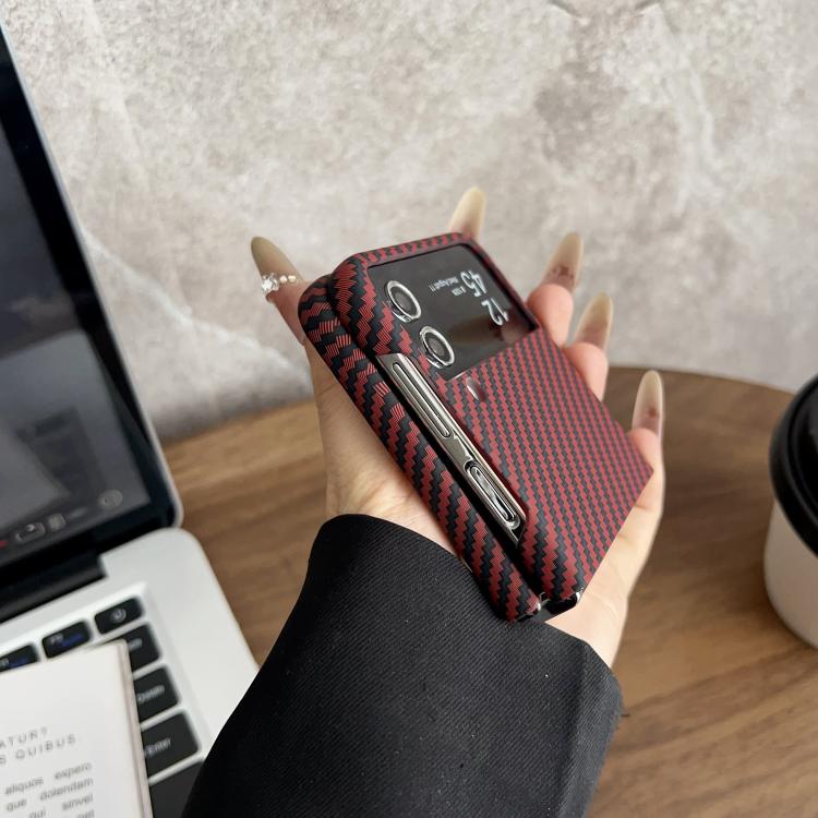 For Samsung Galaxy Z Flip4 Carbon Fiber PC MagSafe Phone Case