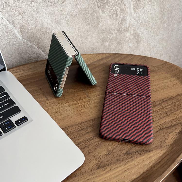 For Samsung Galaxy Z Flip4 Carbon Fiber PC MagSafe Phone Case