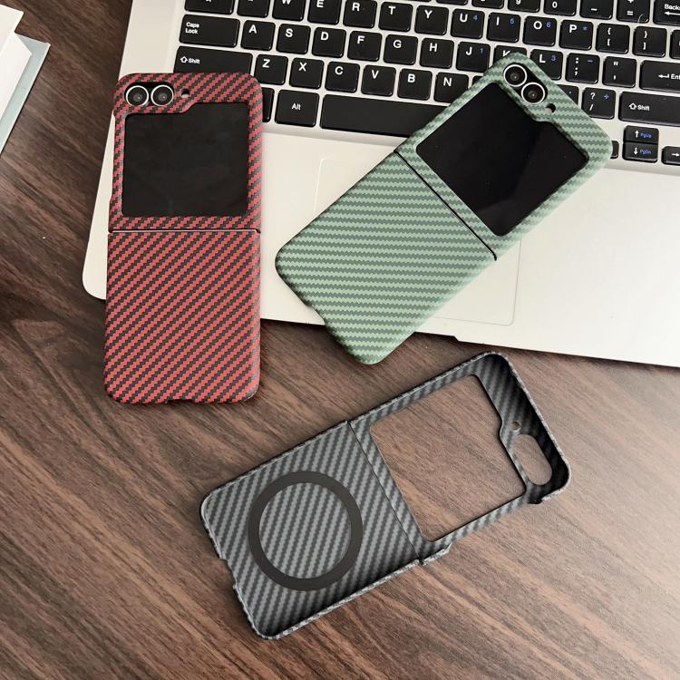 For Samsung Galaxy Z Flip5 Carbon Fiber PC MagSafe Phone Case