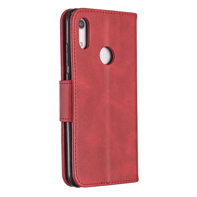 Retro Lambskin Texture Pure Color Horizontal Flip PU Leather Case for for Huawei Y6 2019 & Y6 Pro 2019, with Holder & Card Slots & Wallet & Lanyard