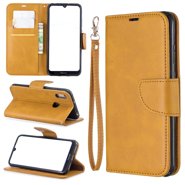 Retro Lambskin Texture Pure Color Horizontal Flip PU Leather Case for for Huawei Y6 2019 & Y6 Pro 2019, with Holder & Card Slots & Wallet & Lanyard