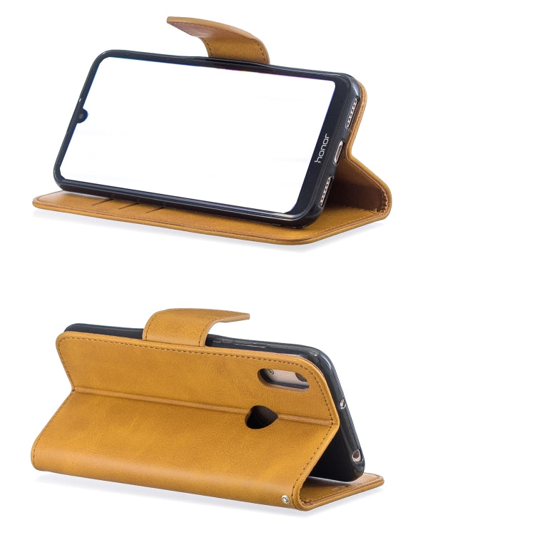 Retro Lambskin Texture Pure Color Horizontal Flip PU Leather Case for for Huawei Y6 2019 & Y6 Pro 2019, with Holder & Card Slots & Wallet & Lanyard