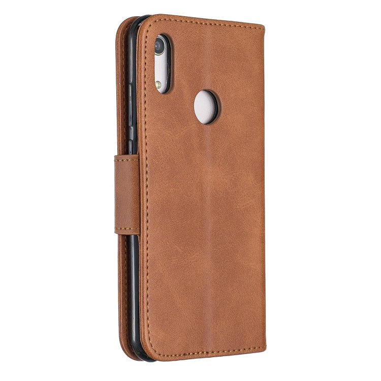 Retro Lambskin Texture Pure Color Horizontal Flip PU Leather Case for for Huawei Y6 2019 & Y6 Pro 2019, with Holder & Card Slots & Wallet & Lanyard