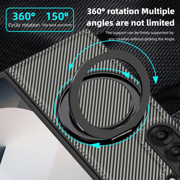 For Samsung Galaxy Z Fold3 5G Kevlar Carbon Fiber 360 Rotation MagSafe Holder Phone Case