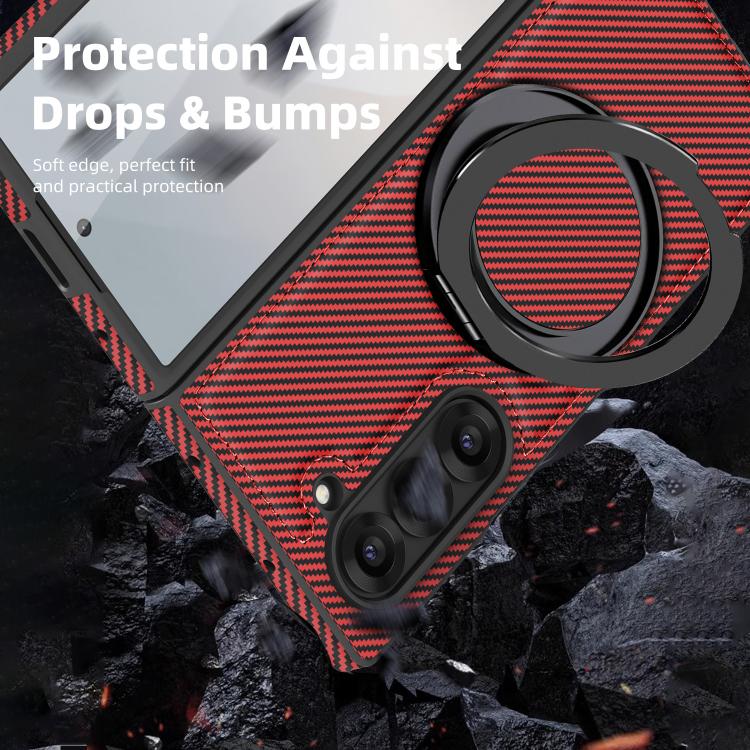 For Samsung Galaxy Z Fold4 Kevlar Carbon Fiber 360 Rotation MagSafe Holder Phone Case