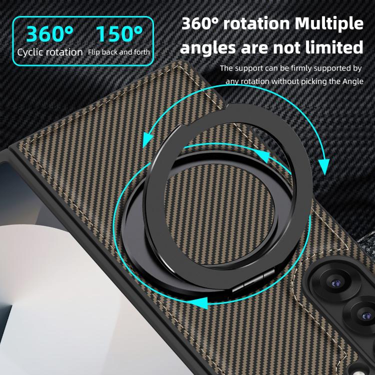 For Samsung Galaxy Z Fold4 Kevlar Carbon Fiber 360 Rotation MagSafe Holder Phone Case