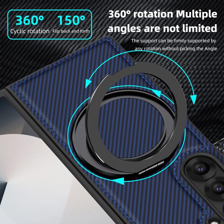 For Samsung Galaxy Z Fold4 Kevlar Carbon Fiber 360 Rotation MagSafe Holder Phone Case