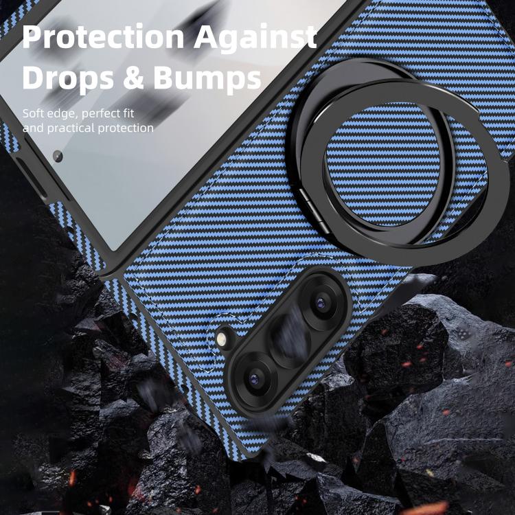 For Samsung Galaxy Z Fold4 Kevlar Carbon Fiber 360 Rotation MagSafe Holder Phone Case