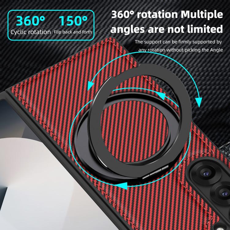 For Samsung Galaxy Z Fold5 5G Kevlar Carbon Fiber 360 Rotation MagSafe Holder Phone Case