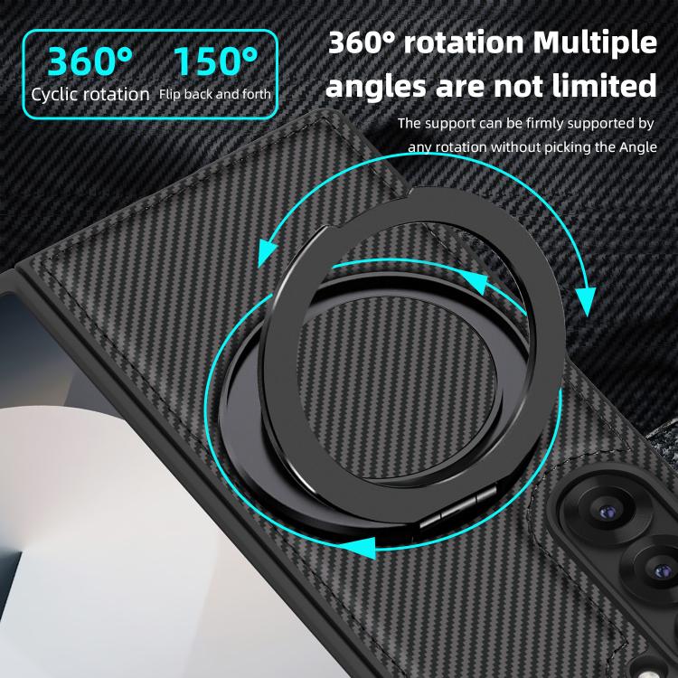 For Samsung Galaxy Z Fold5 5G Kevlar Carbon Fiber 360 Rotation MagSafe Holder Phone Case