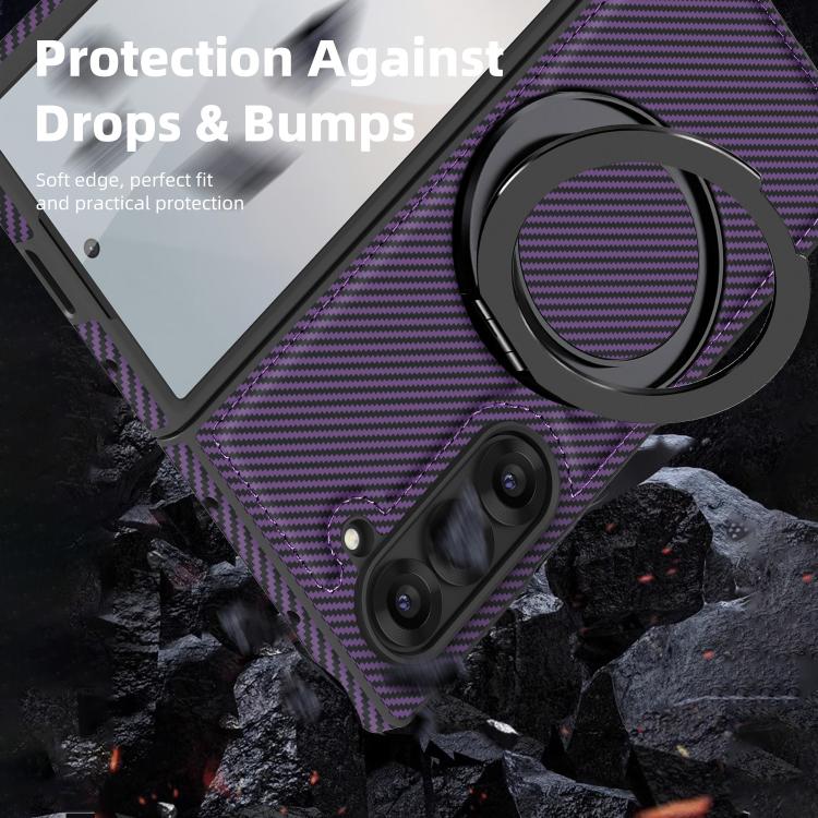 For Samsung Galaxy Z Fold5 5G Kevlar Carbon Fiber 360 Rotation MagSafe Holder Phone Case