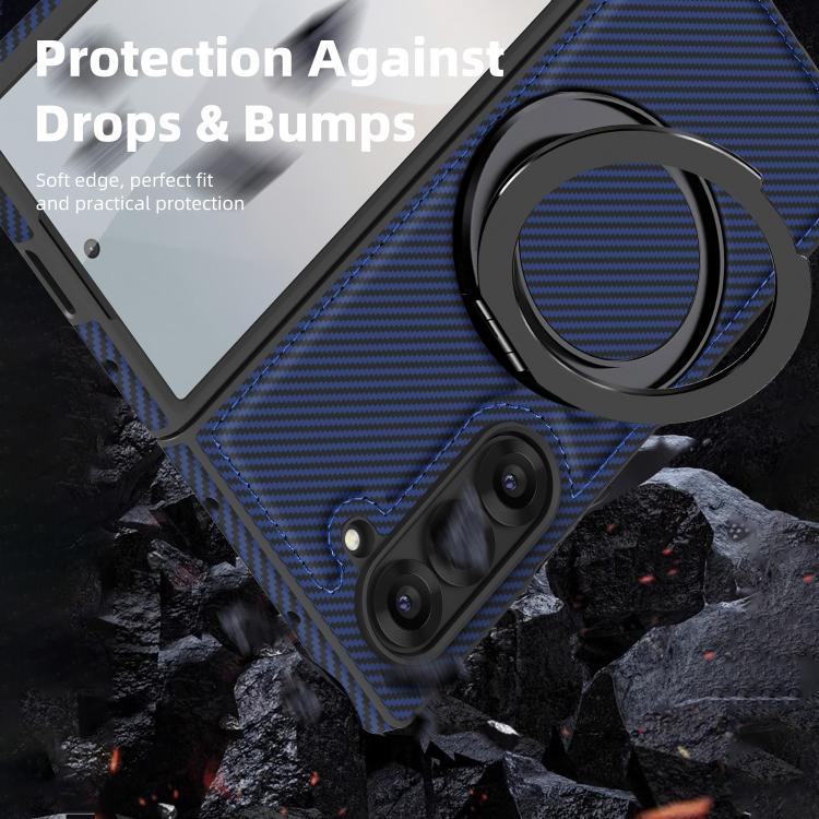 For Samsung Galaxy Z Fold5 5G Kevlar Carbon Fiber 360 Rotation MagSafe Holder Phone Case