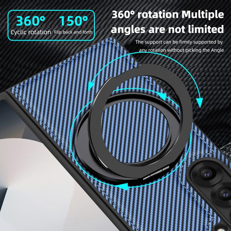 For Samsung Galaxy Z Fold5 5G Kevlar Carbon Fiber 360 Rotation MagSafe Holder Phone Case