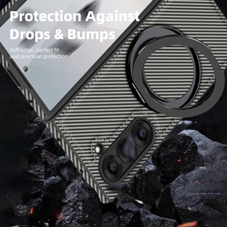 For Samsung Galaxy Z Fold5 5G Kevlar Carbon Fiber 360 Rotation MagSafe Holder Phone Case