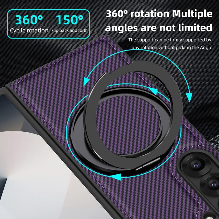 For Samsung Galaxy Z Fold6 5G Kevlar Carbon Fiber 360 Rotation MagSafe Holder Phone Case