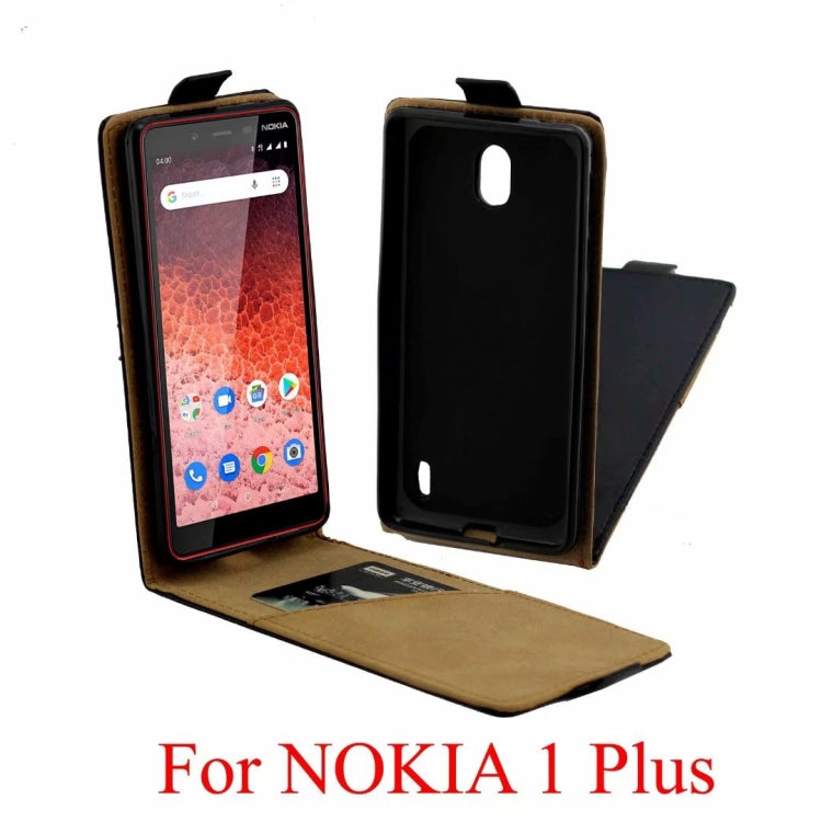 Business Style Vertical Flip TPU Leather Case  with Card Slot for Nokia 1Plus(black)