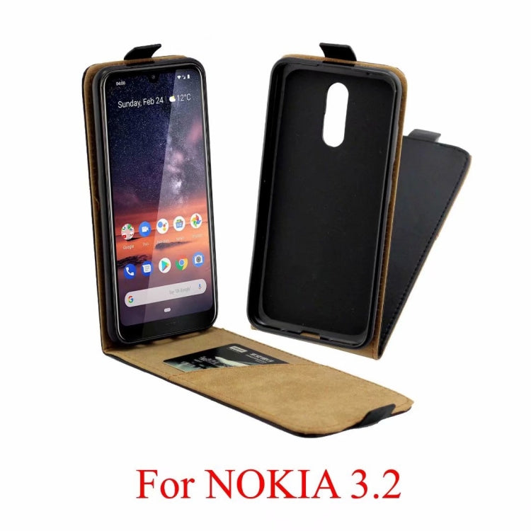 Business Style Vertical Flip TPU Leather Case  with Card Slot for Nokia 3.2(black)