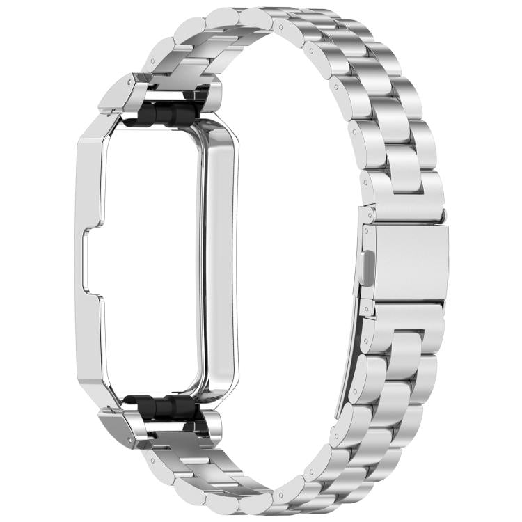 For Huawei Band 10 / 10 NFC / 9 / 9 NFC Watch Frame Integrated Three Beads Stainless Steel Watch Band