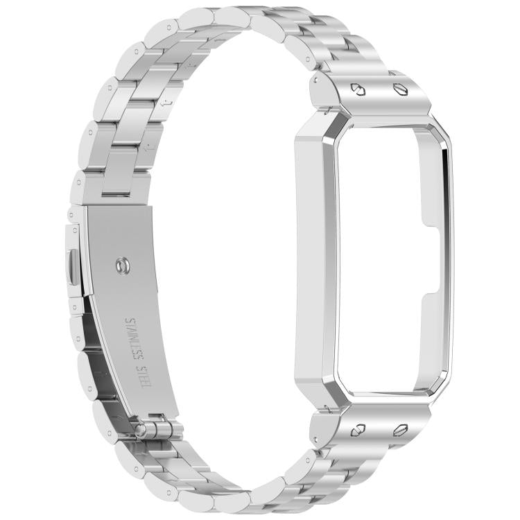 For Huawei Band 10 / 10 NFC / 9 / 9 NFC Watch Frame Integrated Three Beads Stainless Steel Watch Band