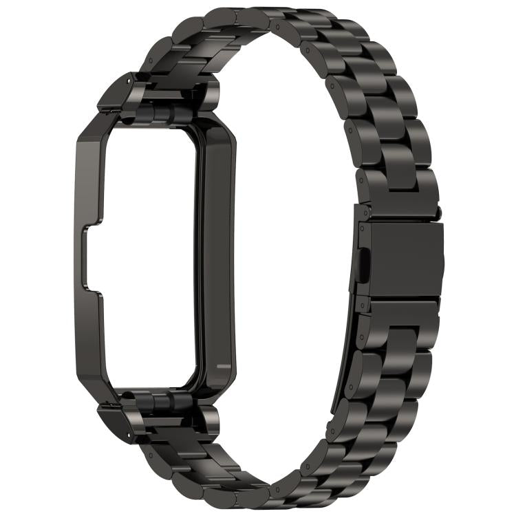 For Huawei Band 10 / 10 NFC / 9 / 9 NFC Watch Frame Integrated Three Beads Stainless Steel Watch Band