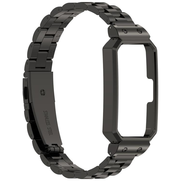 For Huawei Band 10 / 10 NFC / 9 / 9 NFC Watch Frame Integrated Three Beads Stainless Steel Watch Band