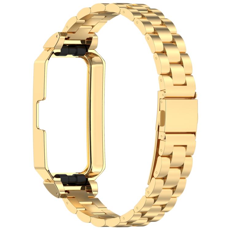 For Huawei Band 10 / 10 NFC / 9 / 9 NFC Watch Frame Integrated Three Beads Stainless Steel Watch Band