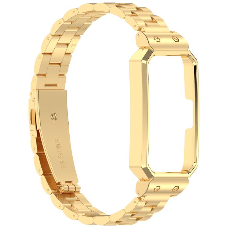 For Huawei Band 10 / 10 NFC / 9 / 9 NFC Watch Frame Integrated Three Beads Stainless Steel Watch Band