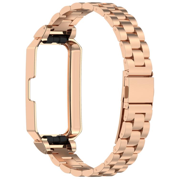 For Huawei Band 10 / 10 NFC / 9 / 9 NFC Watch Frame Integrated Three Beads Stainless Steel Watch Band