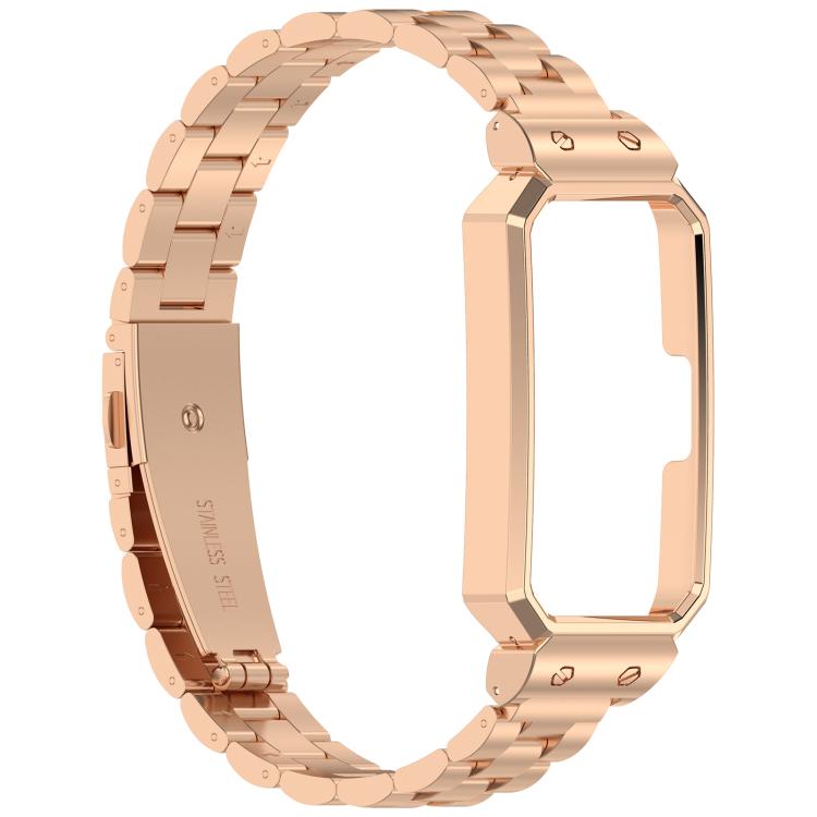 For Huawei Band 10 / 10 NFC / 9 / 9 NFC Watch Frame Integrated Three Beads Stainless Steel Watch Band