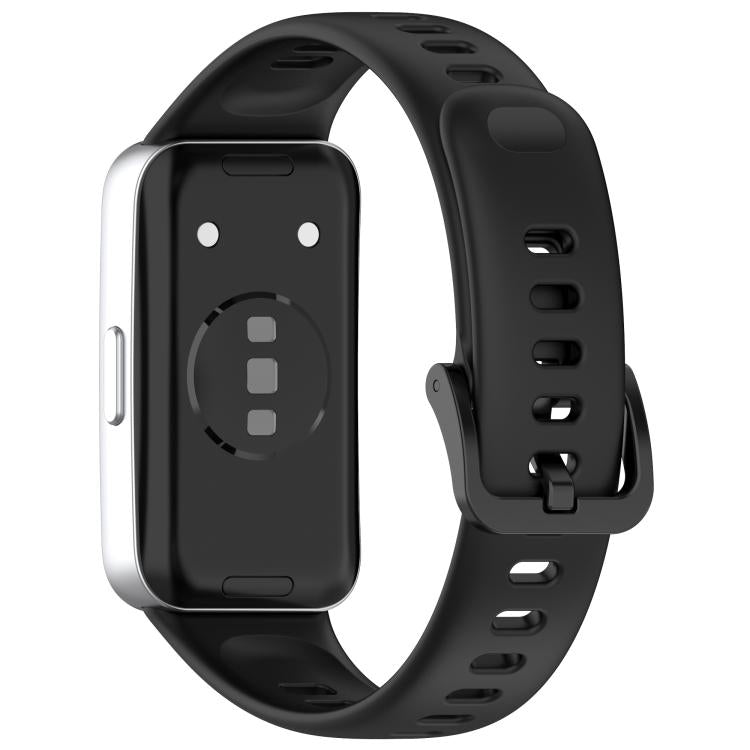 For Huawei Band 10 / 9 / 8 Metal Head Black Nail Button Glossy Silicone Watch Band