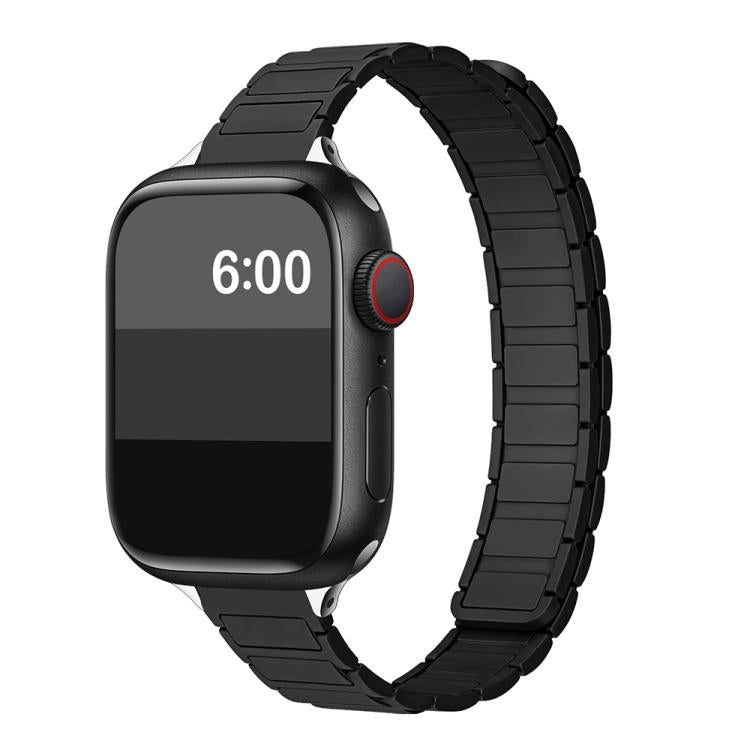 For Apple Watch 42mm / 41mm / 40mm / 38mm Tri-beads I-shaped Slim Magnetic Silicone Watch Band