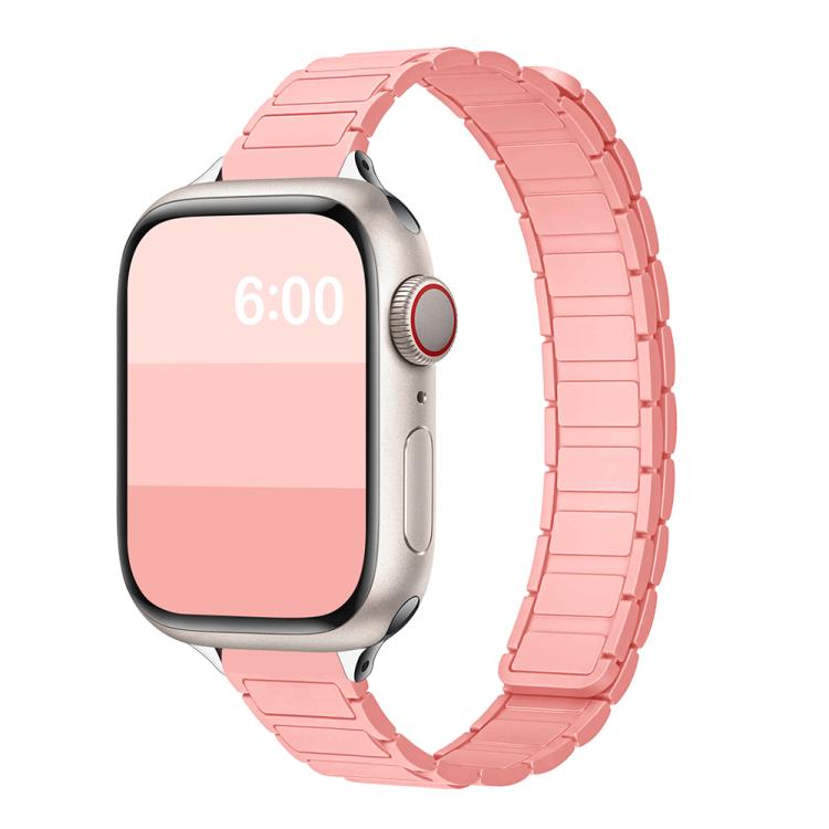 For Apple Watch 42mm / 41mm / 40mm / 38mm Tri-beads I-shaped Slim Magnetic Silicone Watch Band