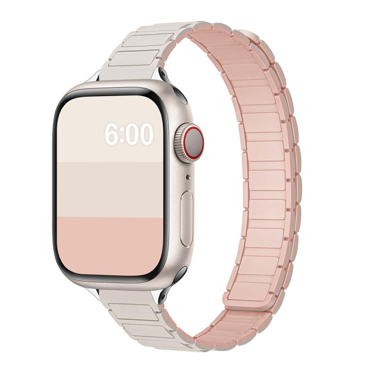 For Apple Watch 42mm / 41mm / 40mm / 38mm Tri-beads I-shaped Slim Magnetic Silicone Watch Band