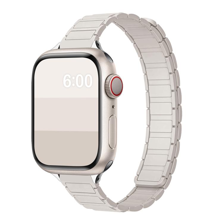 For Apple Watch 42mm / 41mm / 40mm / 38mm Tri-beads I-shaped Slim Magnetic Silicone Watch Band