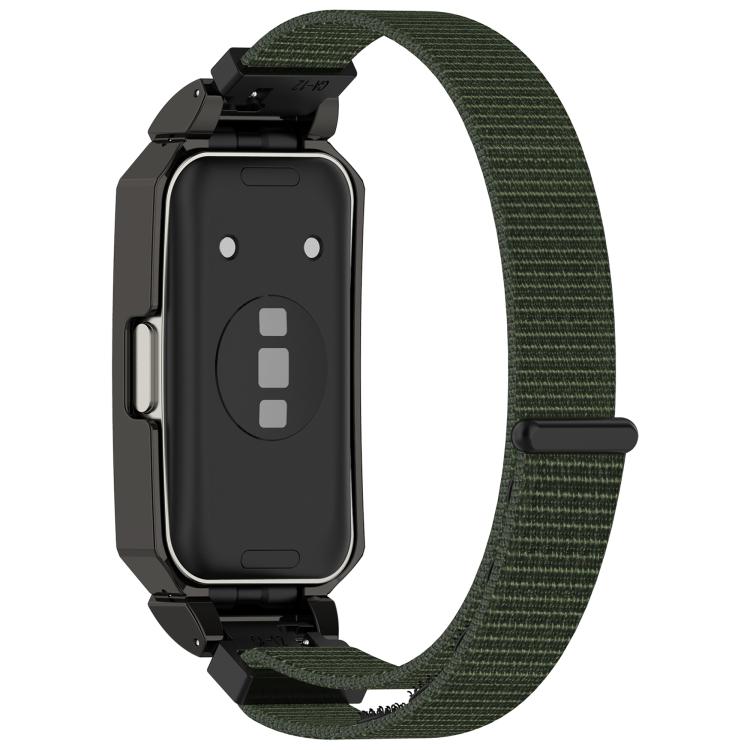 For Huawei Band 10 / 10 NFC / 9 / 9 NFC Watch Frame Integrated Nylon Loop Watch Band