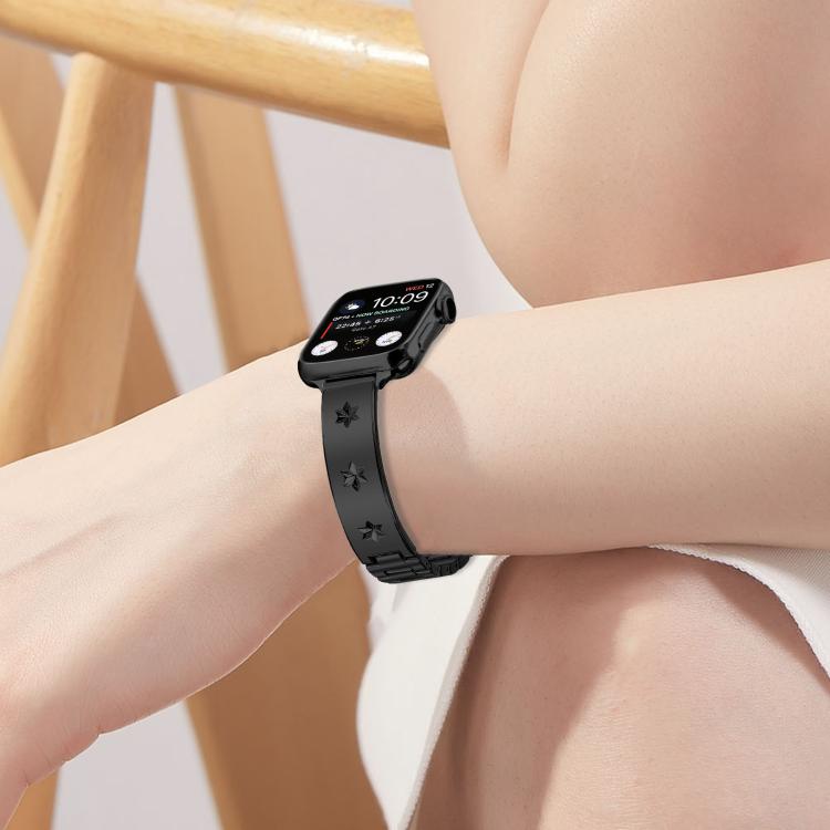 For Apple Watch 46mm / 49mm / 45mm / 44mm Snowflake Petals Bracelet Metal Watch Band