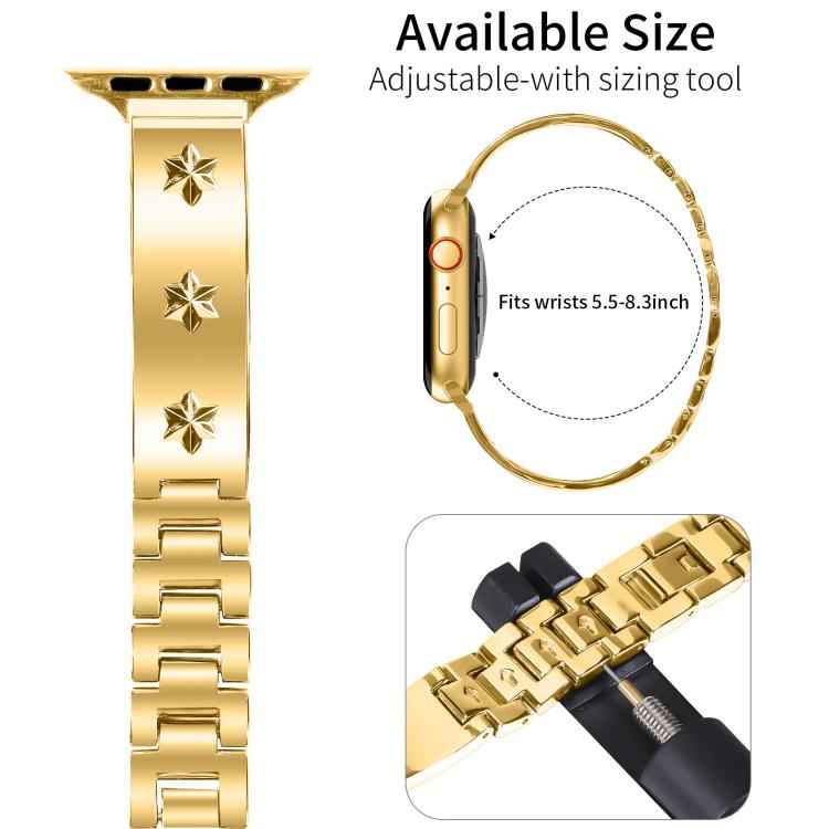 For Apple Watch 46mm / 49mm / 45mm / 44mm Snowflake Petals Bracelet Metal Watch Band