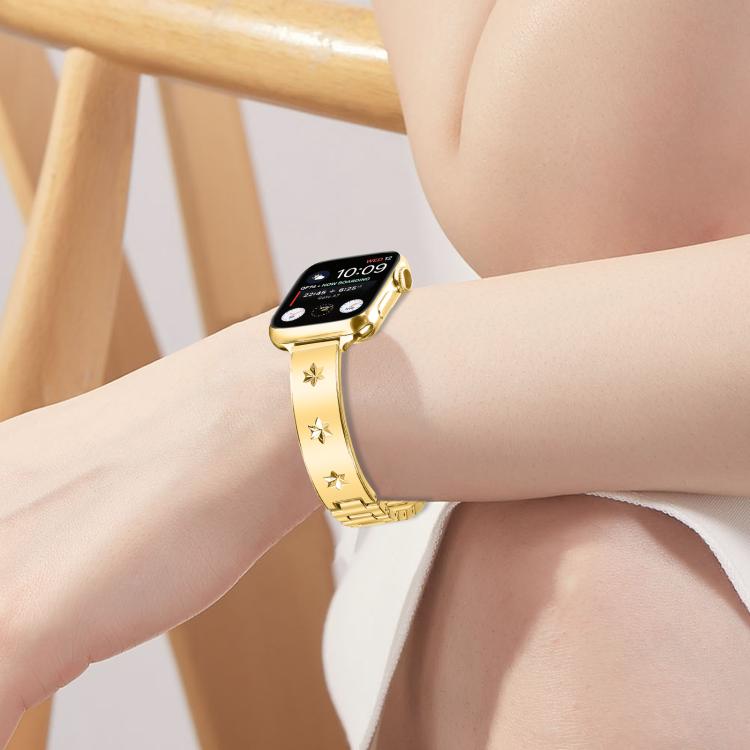 For Apple Watch 46mm / 49mm / 45mm / 44mm Snowflake Petals Bracelet Metal Watch Band