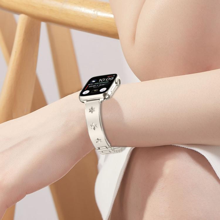 For Apple Watch 46mm / 49mm / 45mm / 44mm Snowflake Petals Bracelet Metal Watch Band