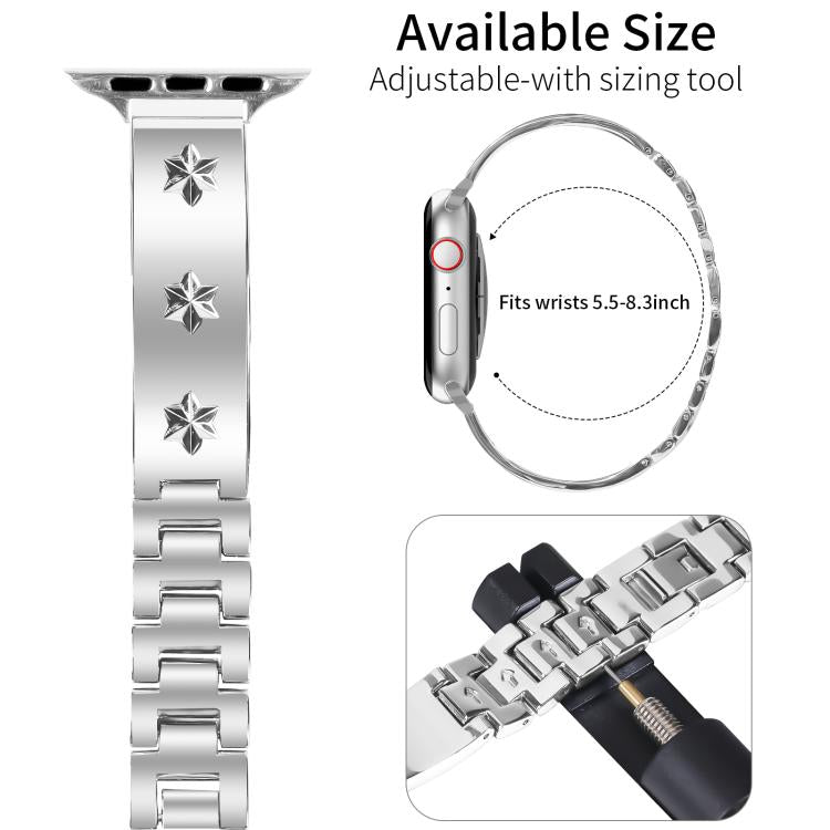 For Apple Watch 46mm / 49mm / 45mm / 44mm Snowflake Petals Bracelet Metal Watch Band