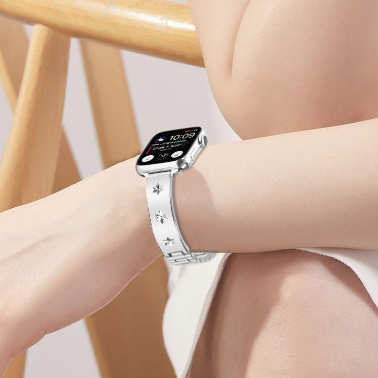 For Apple Watch 46mm / 49mm / 45mm / 44mm Snowflake Petals Bracelet Metal Watch Band