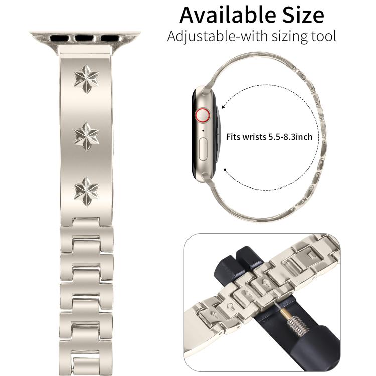 For Apple Watch 42mm / 41mm / 40mm / 38mm Snowflake Petals Bracelet Metal Watch Band