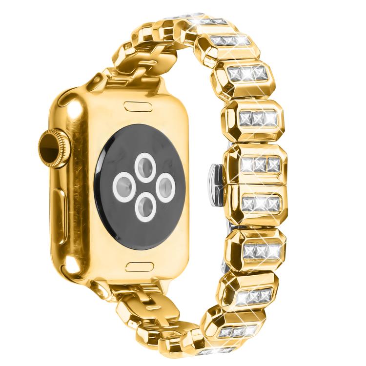 For Apple Watch 46mm / 49mm / 45mm / 44mm Small Square Diamonds Butterfly Buckle Watch Band