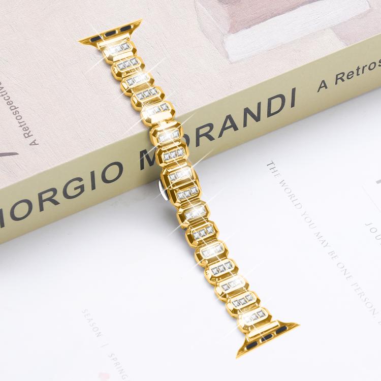 For Apple Watch 46mm / 49mm / 45mm / 44mm Small Square Diamonds Butterfly Buckle Watch Band