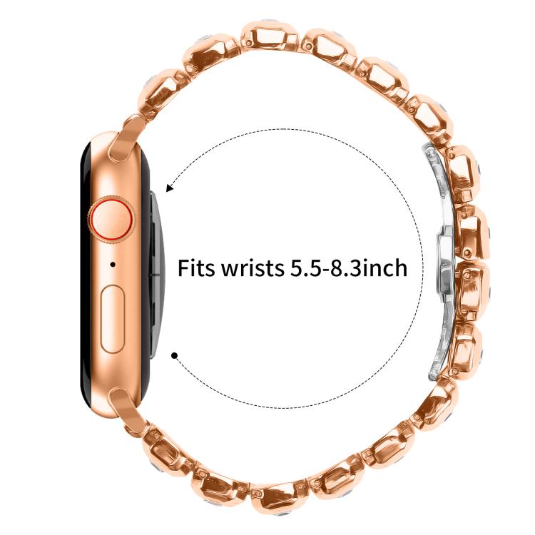 For Apple Watch 46mm / 49mm / 45mm / 44mm Small Square Diamonds Butterfly Buckle Watch Band